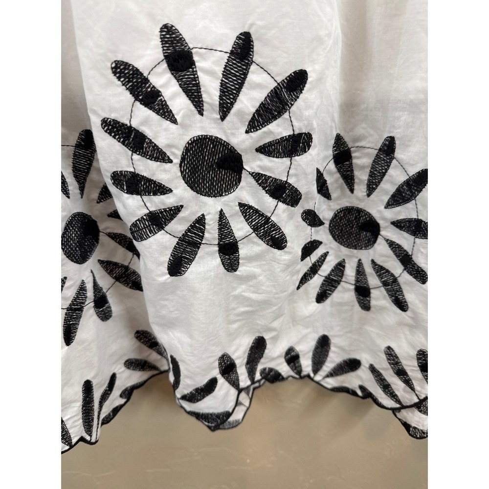 Lane Bryant Cotton White Black Floral Embroidered Tiered Midi Skirt Plus 26/28 - Picture 3 of 6